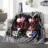 Kiss Band Poster Art Flannel Blanket Super Soft Warm Cozy Blanket For Sofa Bed Office Travel Allseason Home Decor Gift