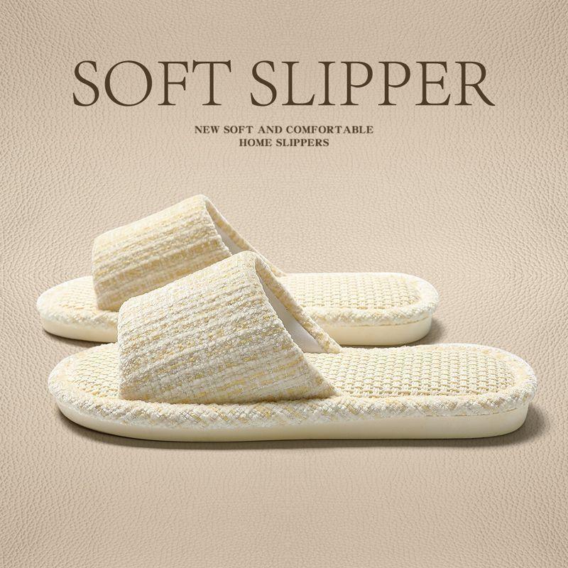 

Linen slippers women s indoor home non-slip soft bottom silent sweat-absorbing household four seasons couple cotton and linen slippers women 44-45 [Suitable for 43-44 feet]