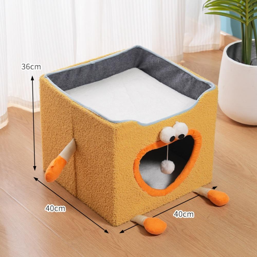 

Firm Cat House Foldable Puppy Nest Cute Cat Beds for Indoor 40x40x36cm жовтий