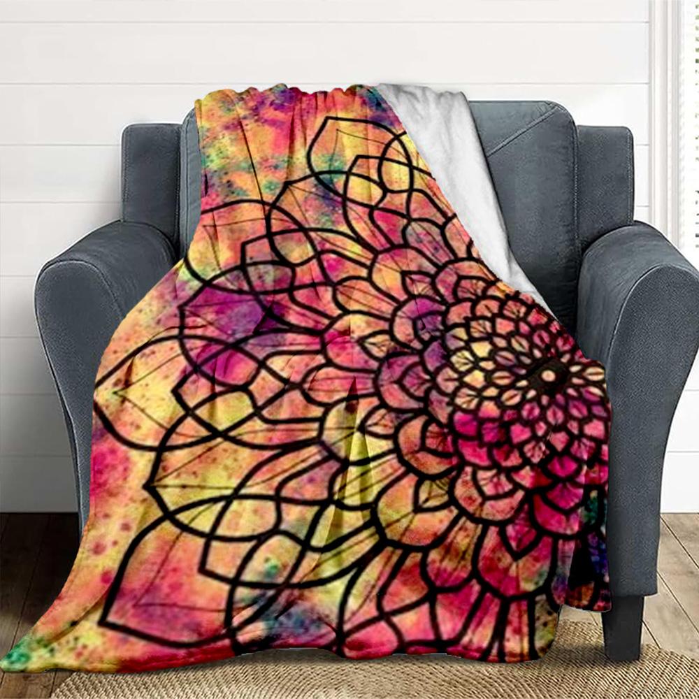 Flower Mandala Flannel Blanket Throw Blanket Soft Warm Sofa Bed Camping Home Decor Unique Christmas Gift C9261457