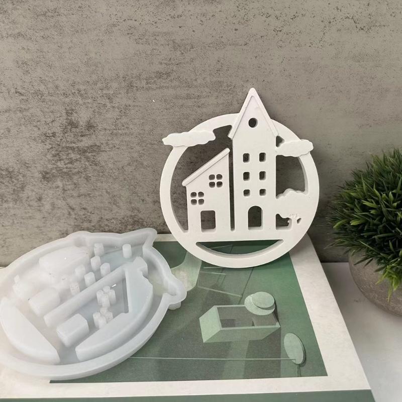 Ringe Süßes Zuhause Hängeanhänger Silikonform Ornament Dekorative Wolke Haus Gipsformen für Feiertagsdekorationen