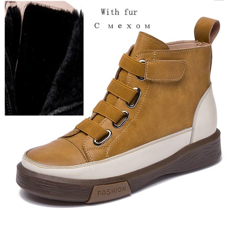 Mode AIYUQI Damen Winterschuhe Flach Echtleder 2025 Antik Farbpassend Schnürung vorne Damenstiefel Trend Mädchen Studentenschuhe