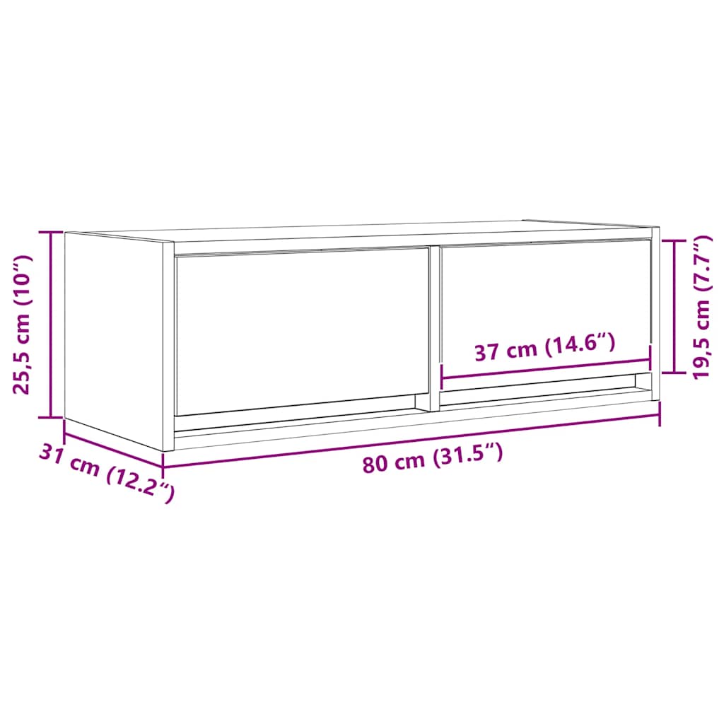 TV Cabinets 2 pcs Rustic Wood Look 80 x 31 x 25.5 cm Engineered Wood