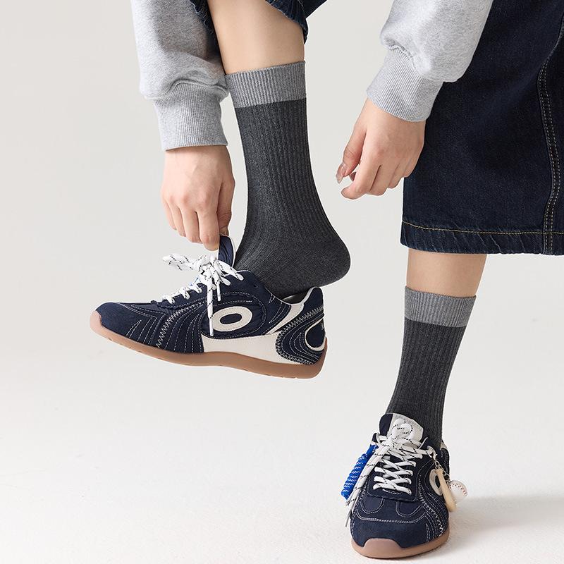 Spring and Autumn Cotton Women's Color-Plaid Round-Tip Leisure Stockings Without Bones Anti-Spillage Sports Socks