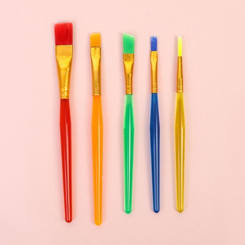 7Pcs Kids Paintbrush Palettes Smearing Tool Set, Toddler Watercolor Paint Brush and Flat Tip Craft Paint Brushes