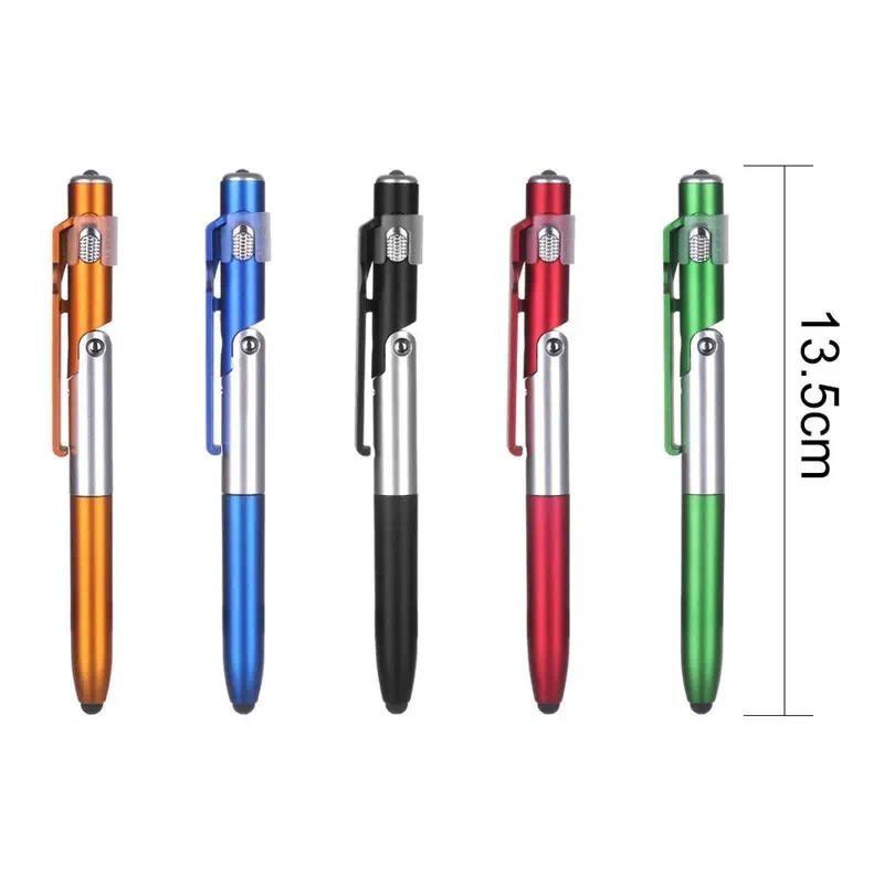 HdoorLink 4 In 1 Multifunction Ballpoint Pen with LED Light Fold Phone Holder Night Read Writing Pencil Office School Student Stationery