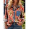2026 Fashionable Versatile Printed Patchwork Women's Casual Long Sleeve Shirt 2026 Spring New Style