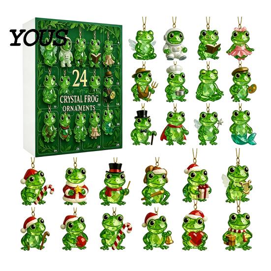 Festive Party Favors for Friends Faux Crystal Frog Advent Calendar 2026, 24 Days Christmas Countdown with Holiday Surprise Gifts Animal Ornament,