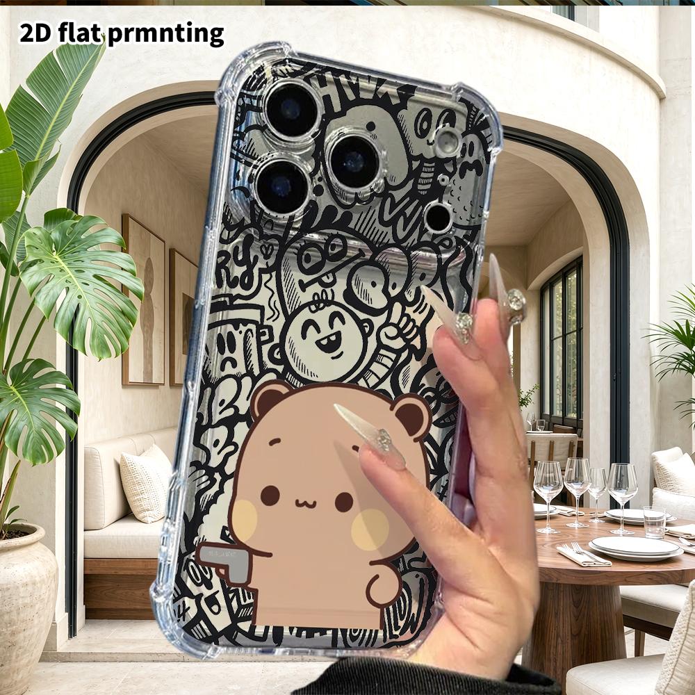 Phone Case: 2D Flat Suitable for iPhone 18 17 16 15 14 13 Pro, Transparent Four Corner Protective Case, Gun Shaped, Christmas and Halloween Gift