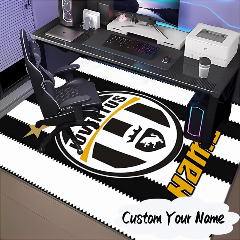 Custom Name Juventus Team Crest Rug for Living Room, Game Rooms, Office, Bedroom, Floor Mat Playful Design, Fan Gifts Christmas Decor