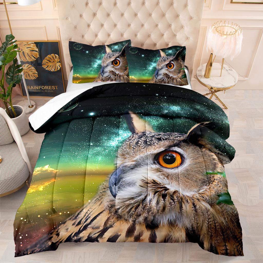 Realistic Animal Wolf Tiger Three-Piece Feather Silk Cotton Quilt Summer Quilt Bedding