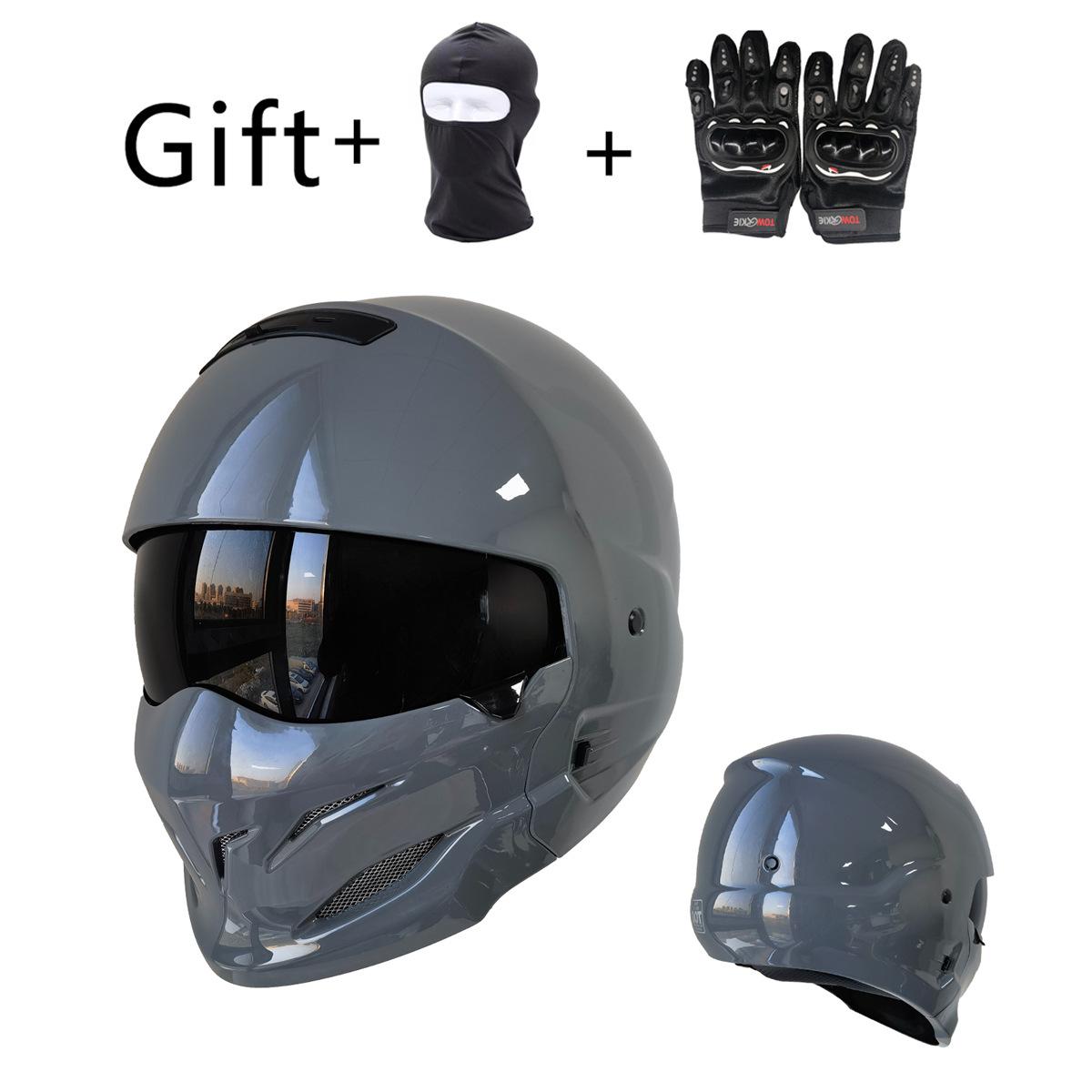 

Мужской ретро шлем «Черный скорпион»: Универсальный полушлем для мотоциклетной езды в любое время года L with Helmet Liner and Gloves