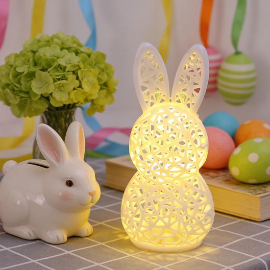 3D Printed Rabbit Lamp Hollow Bunny Night Light for Kid's Room Bedroom Nursery Easter Party Table Decoration