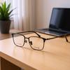 Ultra-light Men's & Women's Pure Titanium Retro Square Eyeglass Frames with Anti-blue Light, Model CH5152