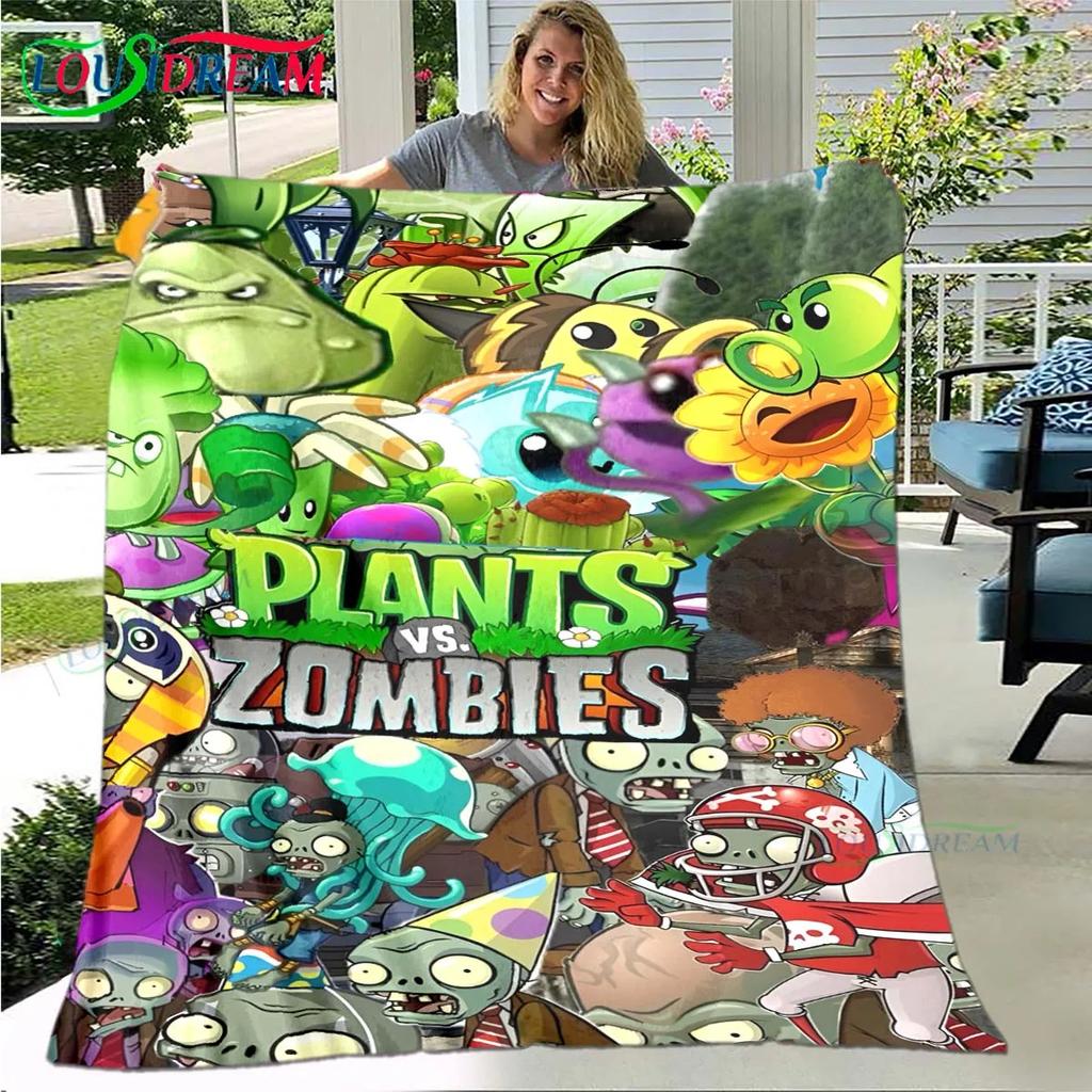 Hot Puzzle Games P-plant Vs Z-zombiee Flannel Children Blanket Sofa Bed Decoration Blanket Portable Blanket Bath Towel Gift
