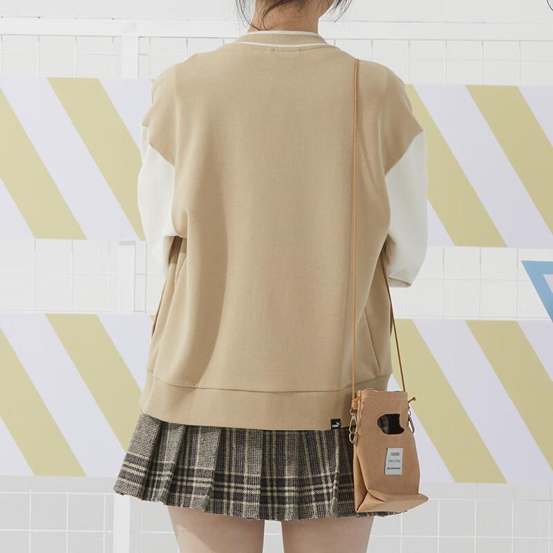 Puma Letter Print Casual Single-Breasted Long Sleeve Jacket Women jackets Khaki 682179-83