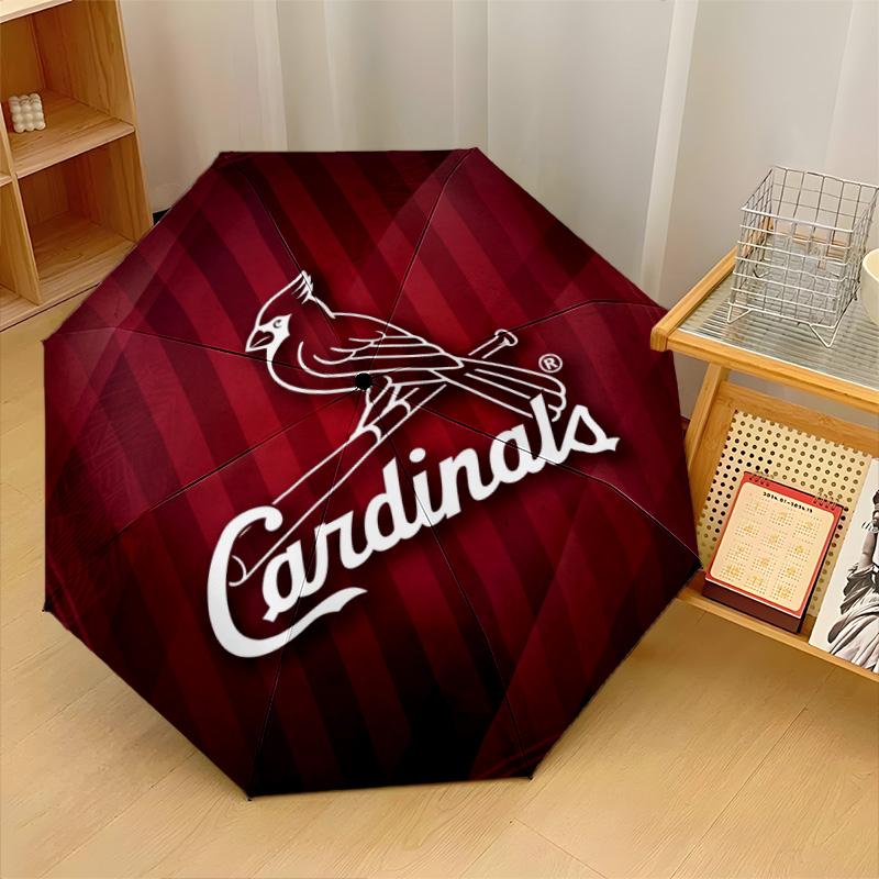 St. Louis Cardinals Print Auto 8?Ribs Folding Umbrella Wind Resistant Lightweight Automatic Umbrella For Daily Travel