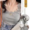 Korean Style Lace Trim Slim-Fit Camisole for Women - Sleeveless Base Layer Top