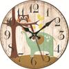 30CM Silent Wall Clock,Vintage Pattern Wooden Cardboard Wall Clock, European Retro Clock for Chic Home Office Cafe Decor