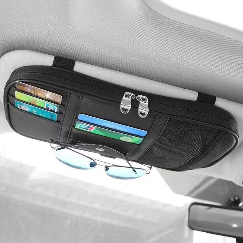 Car Sun Visor Card Sunglasses Holder Multifunction Point Pocket Organizer Storage Box Sunshade Bag Pouch Auto IC Card CD Holder