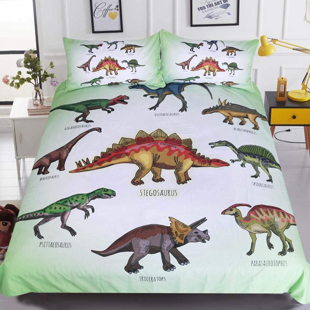 Dinosaur Duvet Cover Set Cartoon Cute Duvet Cover Boy Bedding Set Dino Comforter Cover Set Soft Dinosaur Animal Teen Bedroom Set