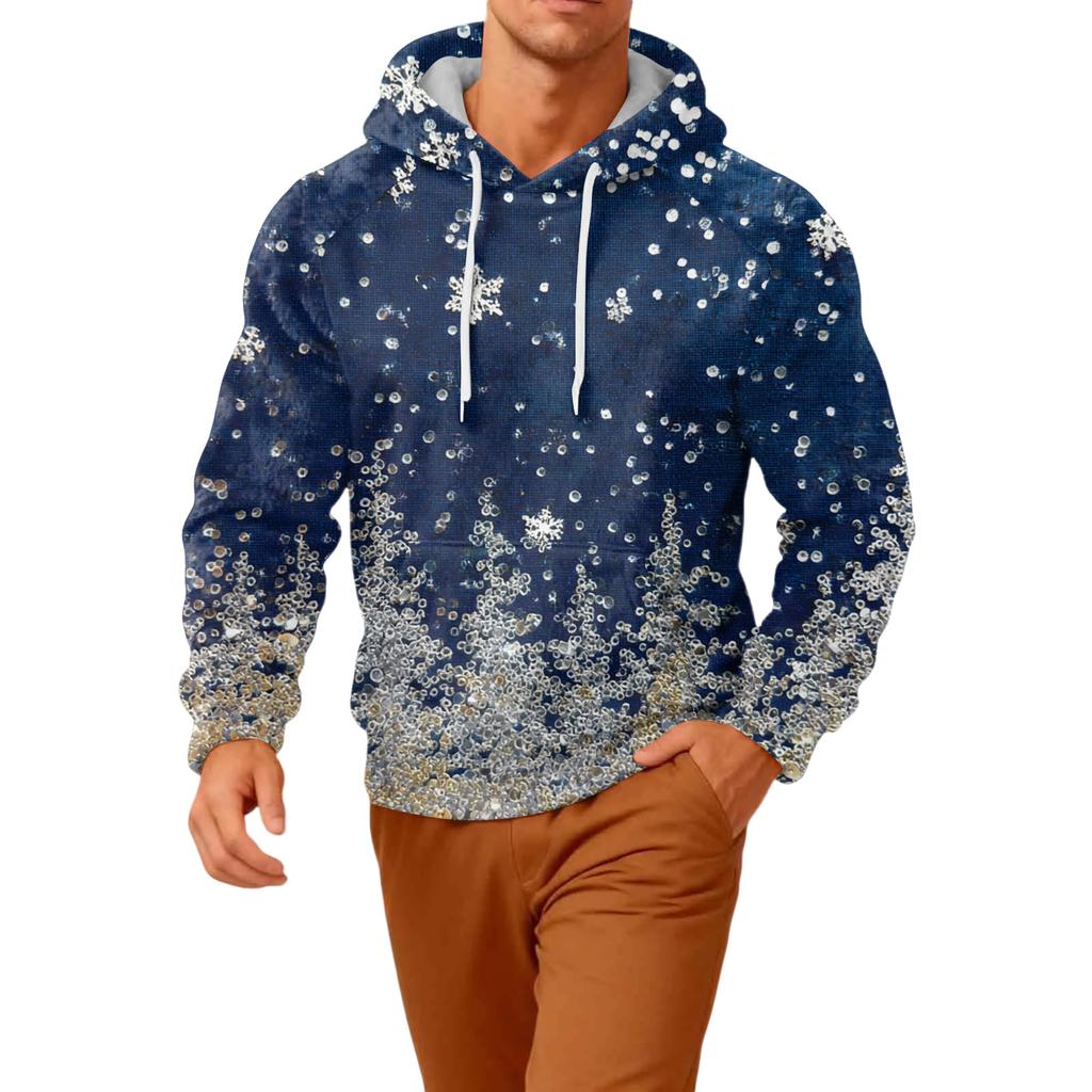 Men's Long-Sleeve Casual Flannel Hooded Sweatshirt