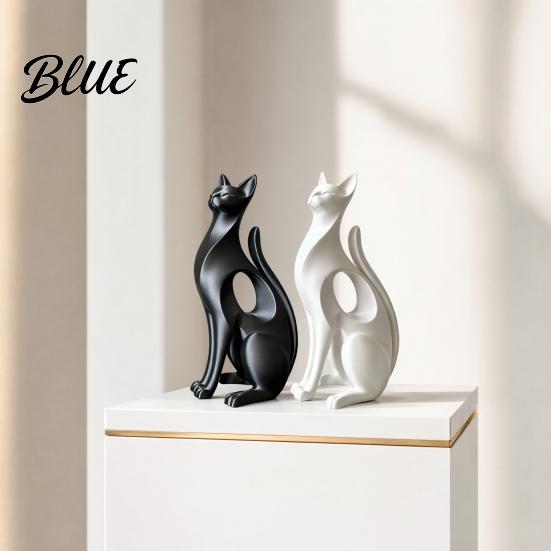Hollow Cat Statue 3D Printed Figurine Modern Geometric Sculpture