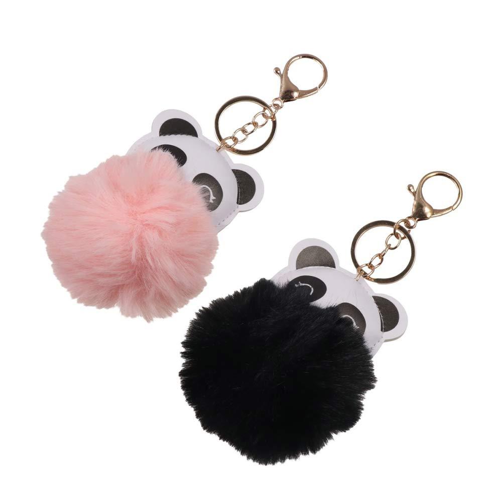 Ornament Backpack Pendant Panda Keychain Hairball Key Chain PU Leather Keyring Animal Panda Keyring
