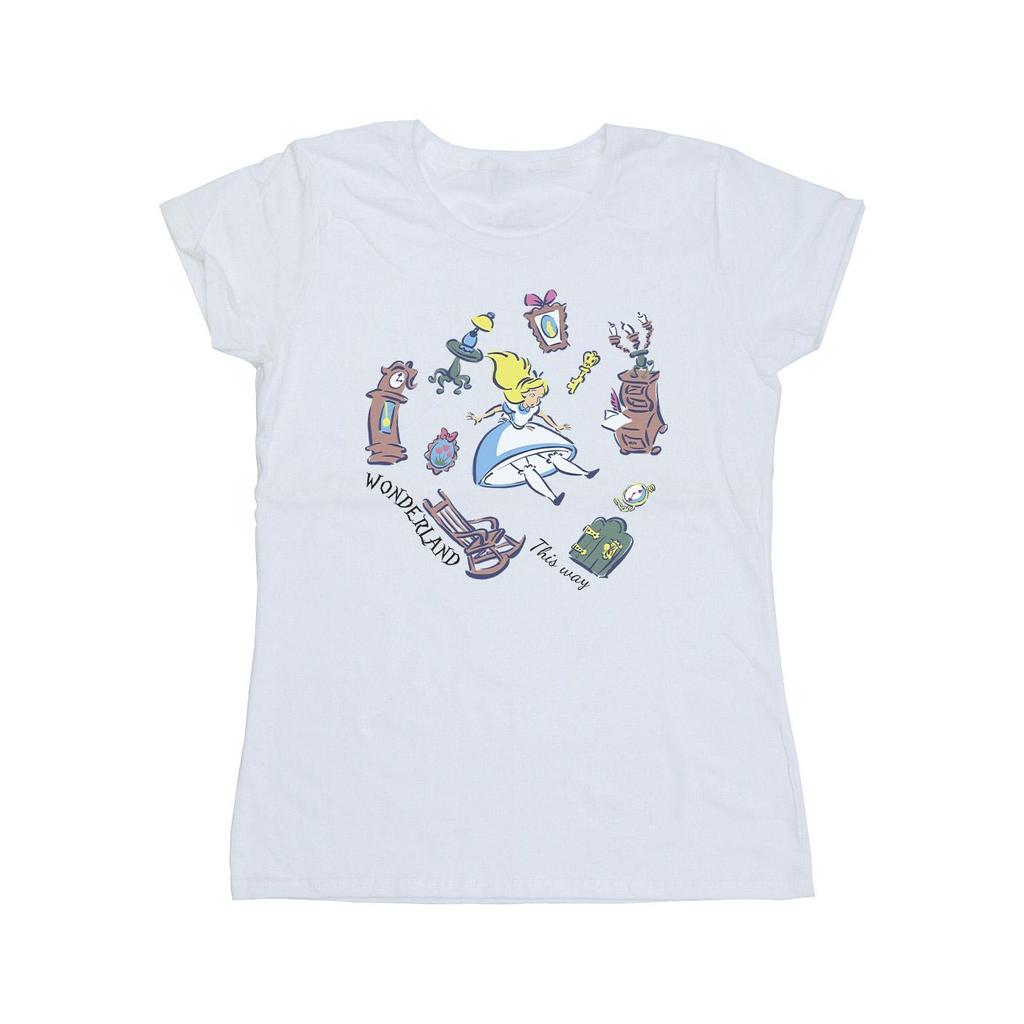 Disney Womens/Ladies Alice In Wonderland Falling Cotton T-Shirt
