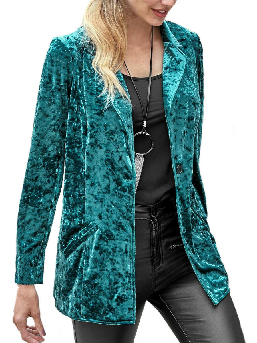 Новый женский костюм Весна/Осень, Горячая распродажа Женский повседневный бархатный пиджак на одной пуговице S