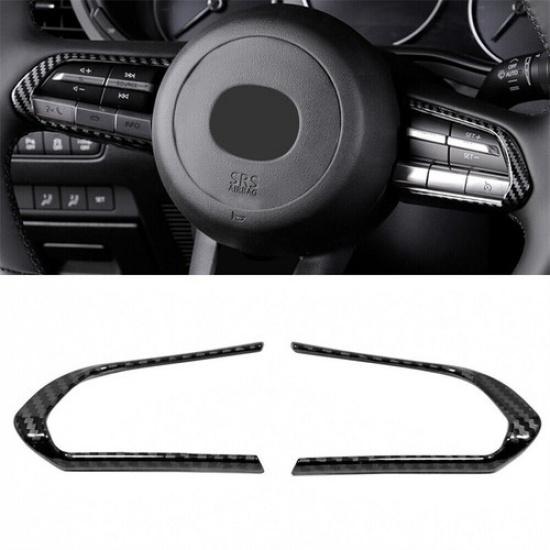 Carbon Fiber 3PCS Steering Wheel Decor Cover Trim For Mazda CX-50 CX50 2023 2024
