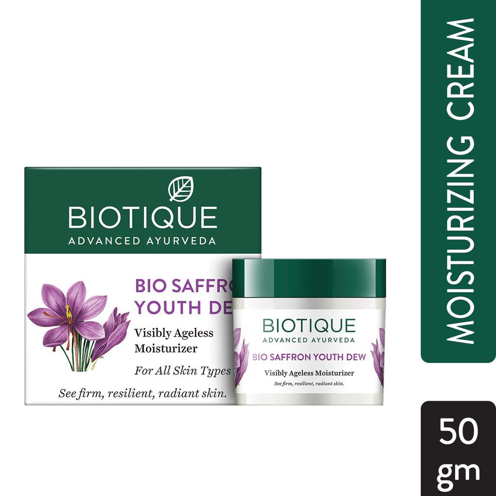 Biotique Bio Saffron Dew Youthful Nourishing Day Cream For All Skin Types, 50g & Bio Honey Gel Refreshing Foaming Face Cleanser, 120ml