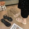 New Roman soft-soled outer wear summer flat-soled skirt beach sandals style with 2025 fairy set toe sandals female rhinestones