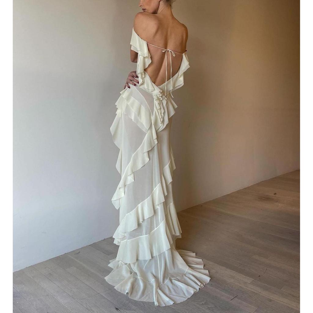 Europäisches & Amerikanisches Sexy Chiffon Ärmelloses Rückenfreies Kleid - Socialite Stil