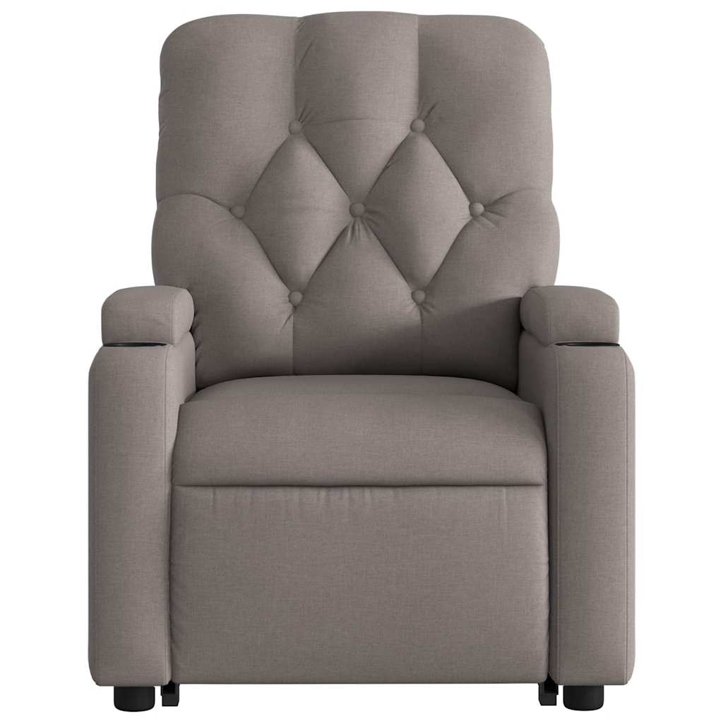Massage Recliner with Rising Function Taupe Fabric