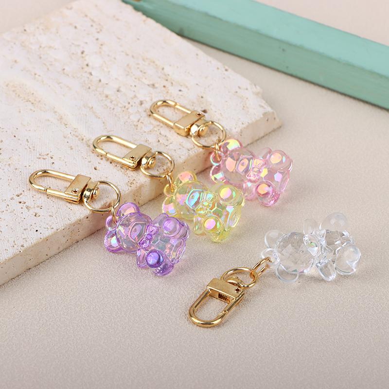 Cute  Bear Keychain Kawaii Airpods Key Chain Accessories Pendant For Clothes Backpack Keyring Phone Charm Couple Gift