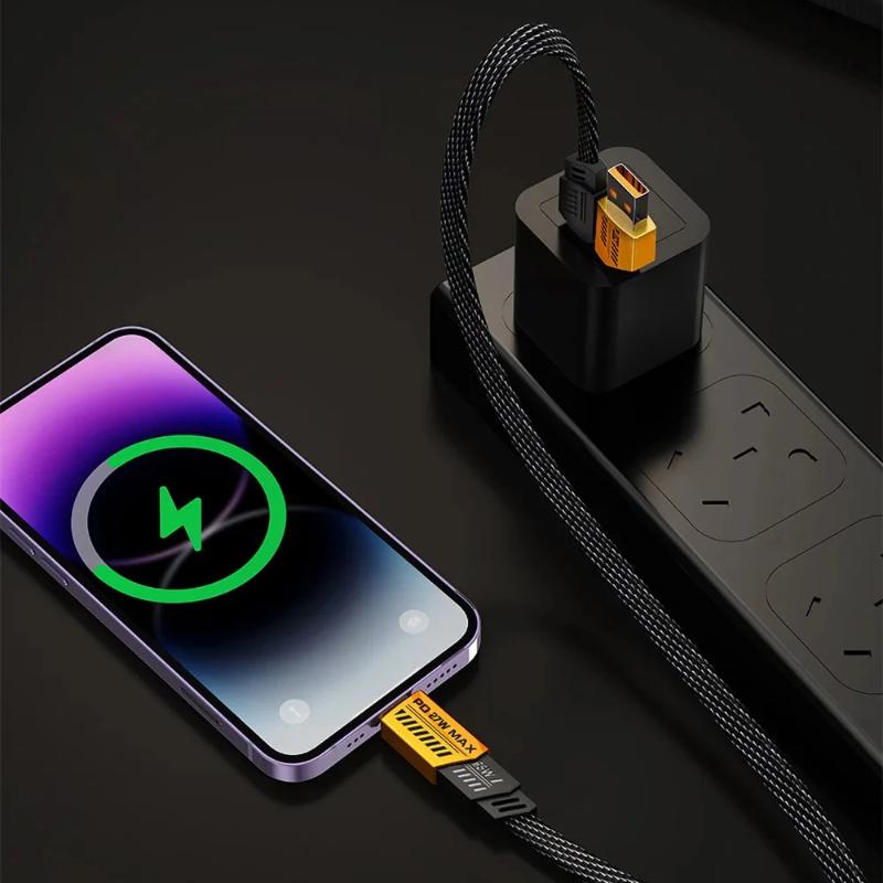 4 в 1 кабель для быстрой зарядки PD 65 Вт USB-кабель типа C с двумя разъемами Lighting — фото 6