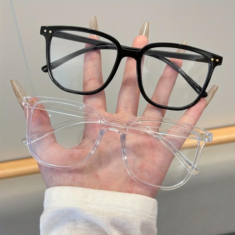 2 Pairs of Women's/men's Geometric Retro Y2K Fashionable Flat Glasses Suitable for Decorating with Family and Friends