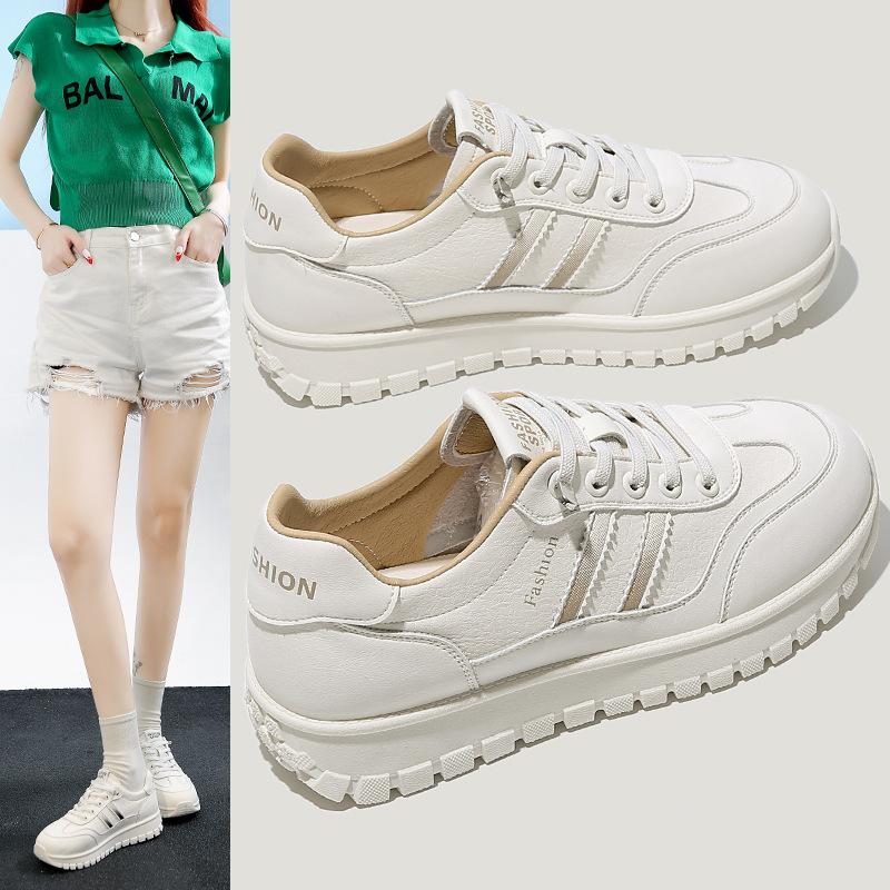 Rindslederversion~ echtes Leder dicksohlige Damen Sommer neu leicht und vielseitig lässig Sport kleine weiße Schuhe