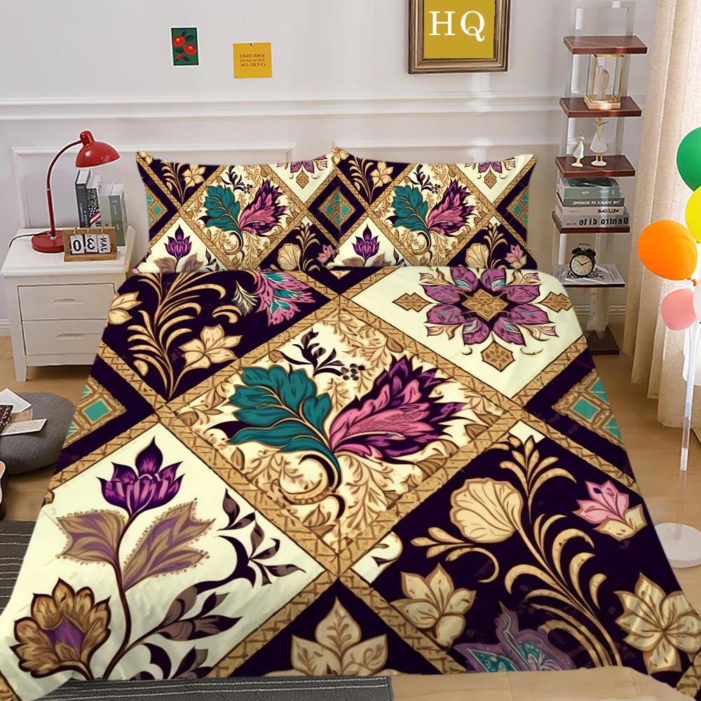 Set Biancheria da Letto Colorato Stampa Fiori 3D King Size Set Copripiumino Donna Set Letto in Poliestere Copri