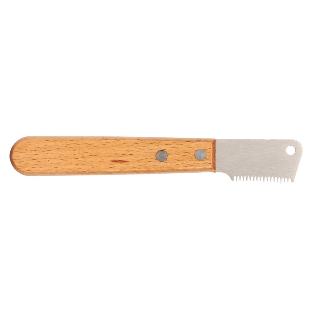 Dog Stripping Knife Wooded Handle Remove Floating Hair Comfortable Professional Pet Grooming Tool