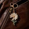 Yousheng Keychain Pendant Sparkling Rhinestones Inlaid Chrysanthemum Design Key Chain with Lobster Clasp Lightweight Backpack