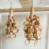Wooden Ring Bird Chew Toy with Grooved Teeth Grinder & String