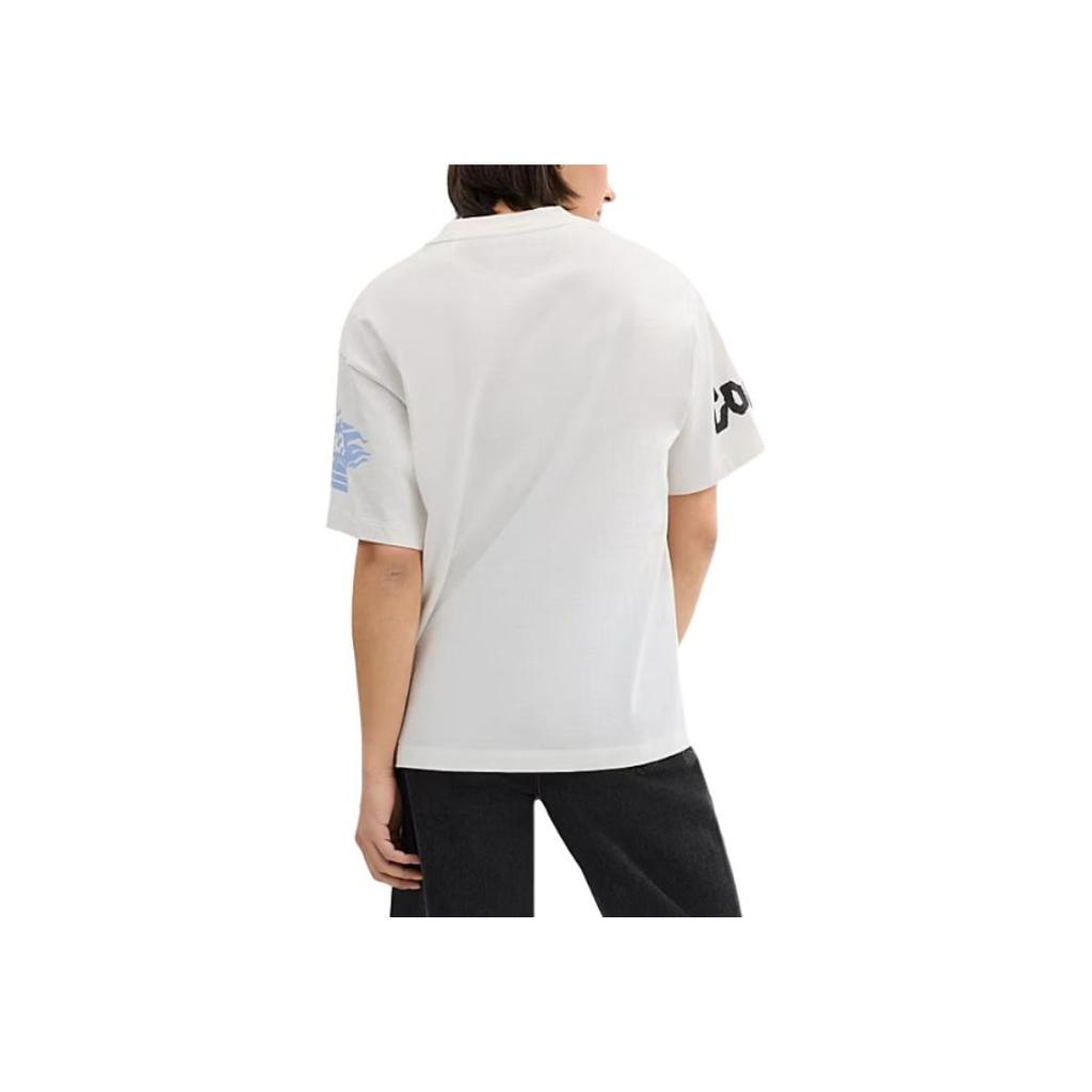 Coach Letter Pattern Loose Fit Round Neck Short Sleeve T-Shirt Unisex T-Shirts White CBD50-WHT