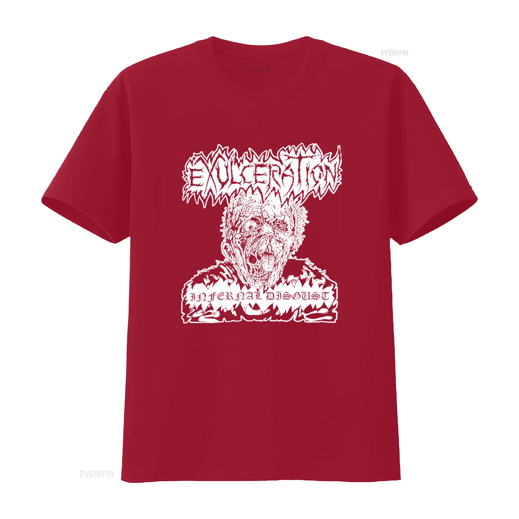 

Exulceration Infernal Disgust Смертельный Металл Футболка Carcass Necrony Dead Infection Принт винтажный Стиранный Топ Для Повседневной Носки S