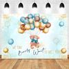 Bear Themed Boy or Girl Party Backdrop Flowers Green Leaves Baby Shower Background We Can Bearly Wait To Sea Gender Reveal Props