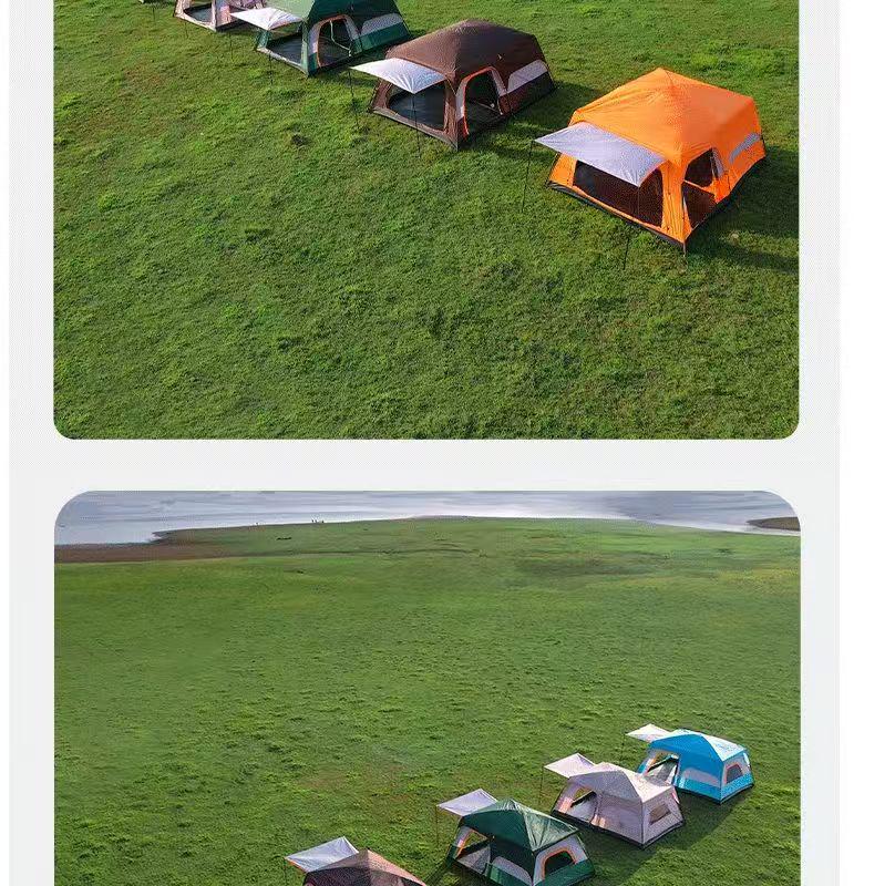 Outdoor Camping Tent: Large, Portable, Sun-Protected, Rainproof, 2 Rooms + Living Area, Fits 8-12 People