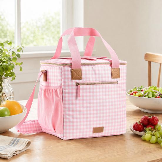 Insulation Lunch Bag, Leakproof Portable Cooler Tote Bag, Large Capacity Lunch Bag with Crossbody Strap, Portable Picnic Lunchbox for Outdoor Parties