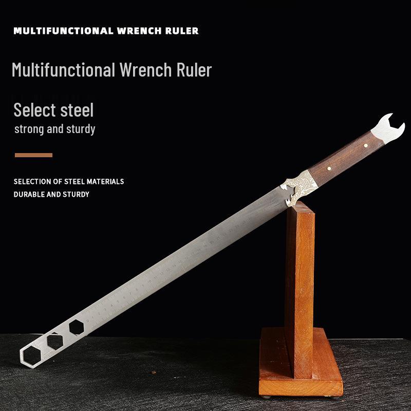Stainless Steel Multi-Function Ruler: Thickened Measuring, Self-Defense, Wrench, and Dragon Head Design