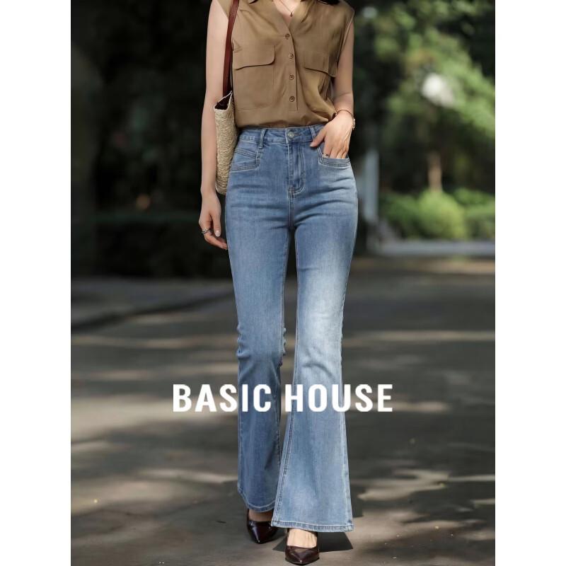 Basic House Women s Blue High-Waist Flared Jeans L